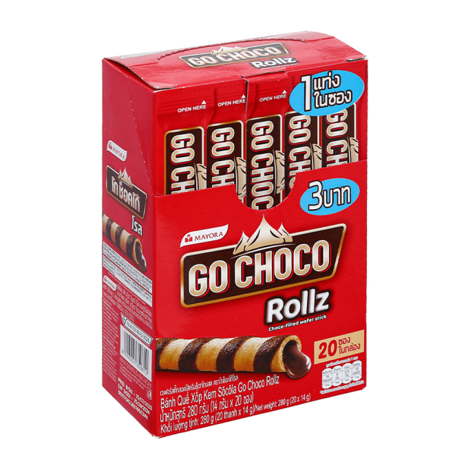 Bánh Quế Kem Sôcôla Go Choco Rollz 280g