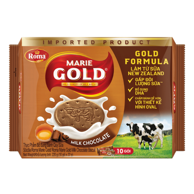 Bánh Quy Sữa Sôcôla Roma Marie Gold 220g