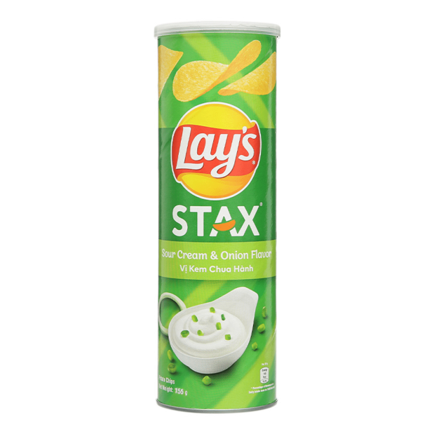Lays Stax Sour Cream & Onion Flavored Potato Chips 155g