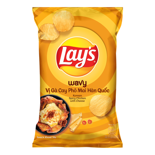 Lays Wavy Korean Cheese Spicy Chicken Flavored Potato Chips 90g