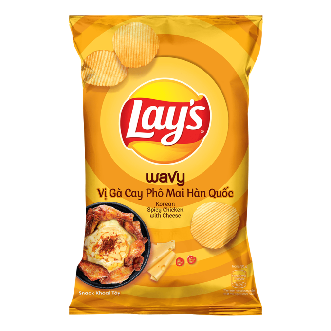 Lays Wavy Korean Cheese Spicy Chicken Flavored Potato Chips 28g