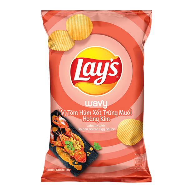 Lays Wavy Lobster With Golden Salted Egg Sauce Flavored Potato Chips 90g