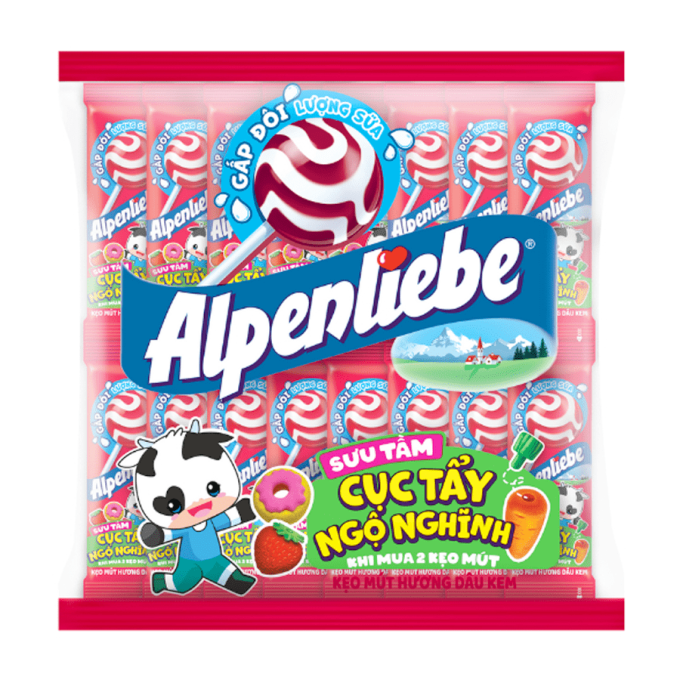 Alpenliebe Strawberry Cream Lolipop 19.5g