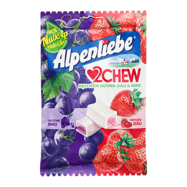 Alpenliebe Strawberry & Grape Chewy Candy 84g
