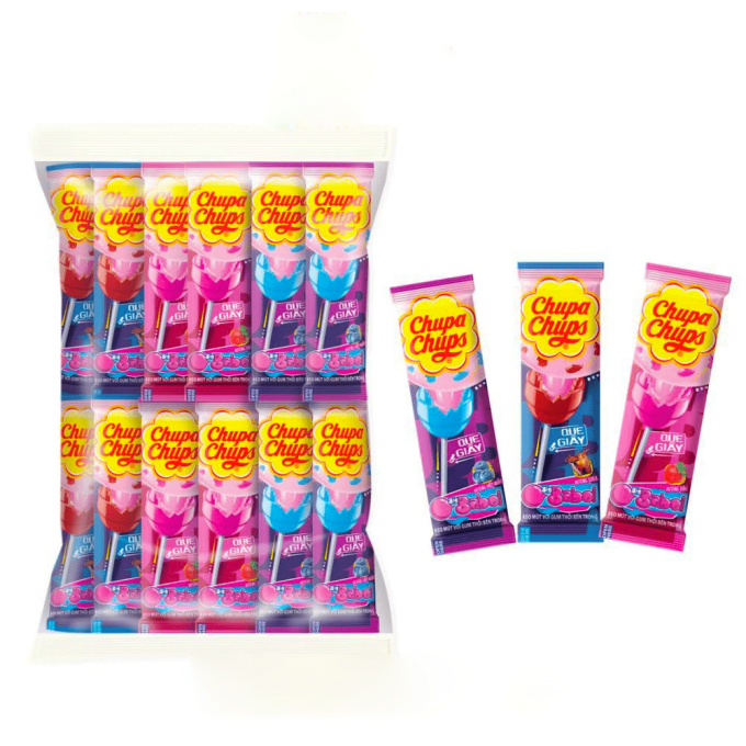 Chupa Chups Blueberry, Cola & Strawberry With Big Babol Gum Filling 12g