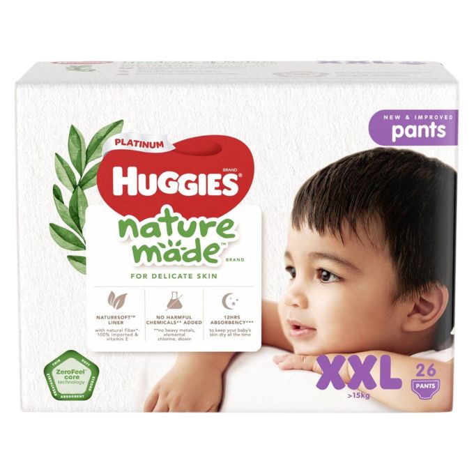 Huggies Platinum Nature Made Pant Diapers Size XXL (>15kg) 26 Pieces