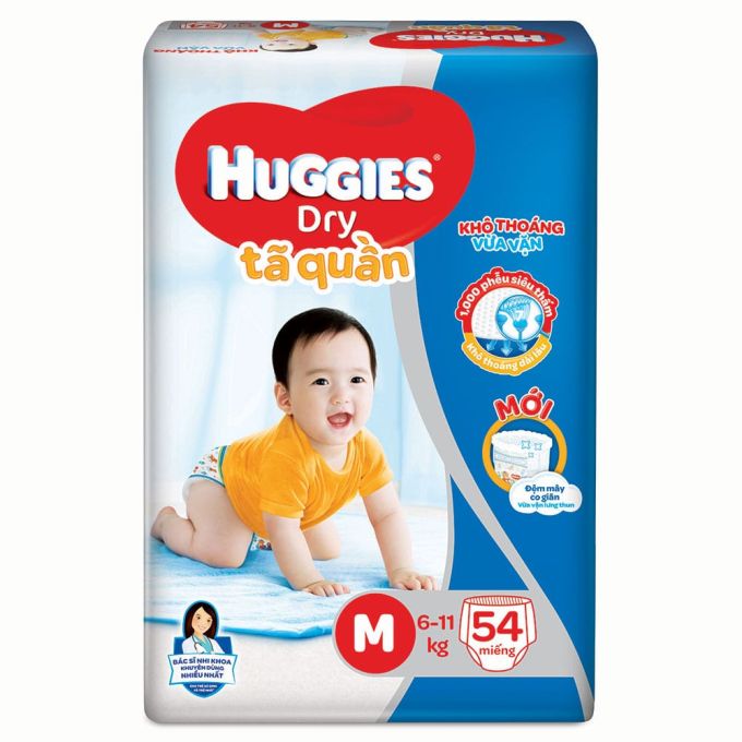 Huggies Dry Pant Diapers Size M (6-11kg) 54 Pieces