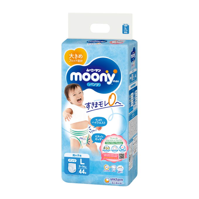 Moony Pant Diapers For Boys Size L (9-14kg) 44 Pieces