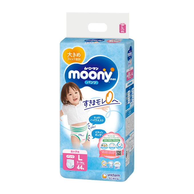 Moony Pant Diapers For Girls Size L (9-14kg) 44 Pieces