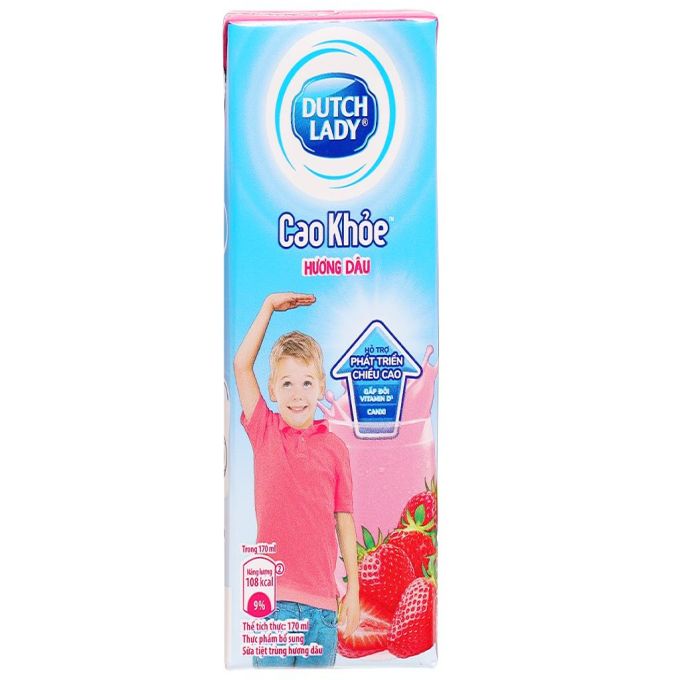 Pasteurized milk flavored strawberry Dutch Lady high healthy