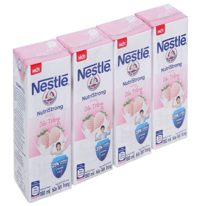 Nestlé NutriStrong white strawberry flavored pasteurized milk 180ml