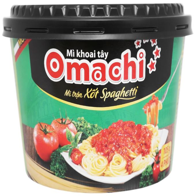 Omachi mixed noodles with spaghetti sauce