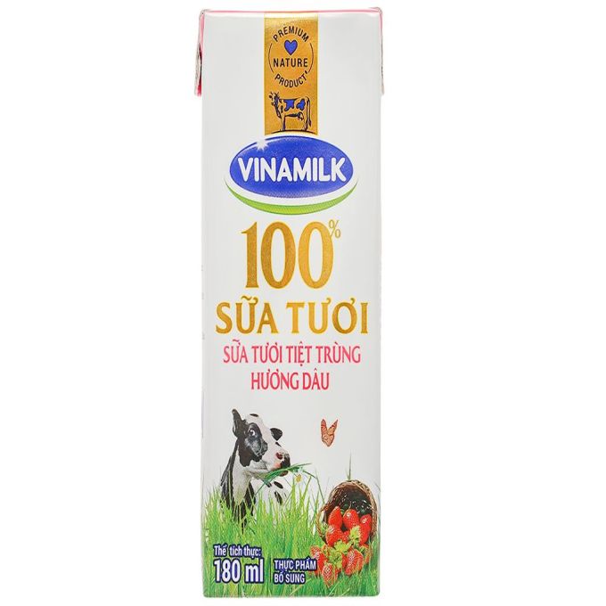 Vinamilk strawberry flavored fresh milk 180ml