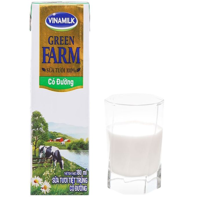 Fresh milk pasteurized with Vinamilk Green Farm sugar